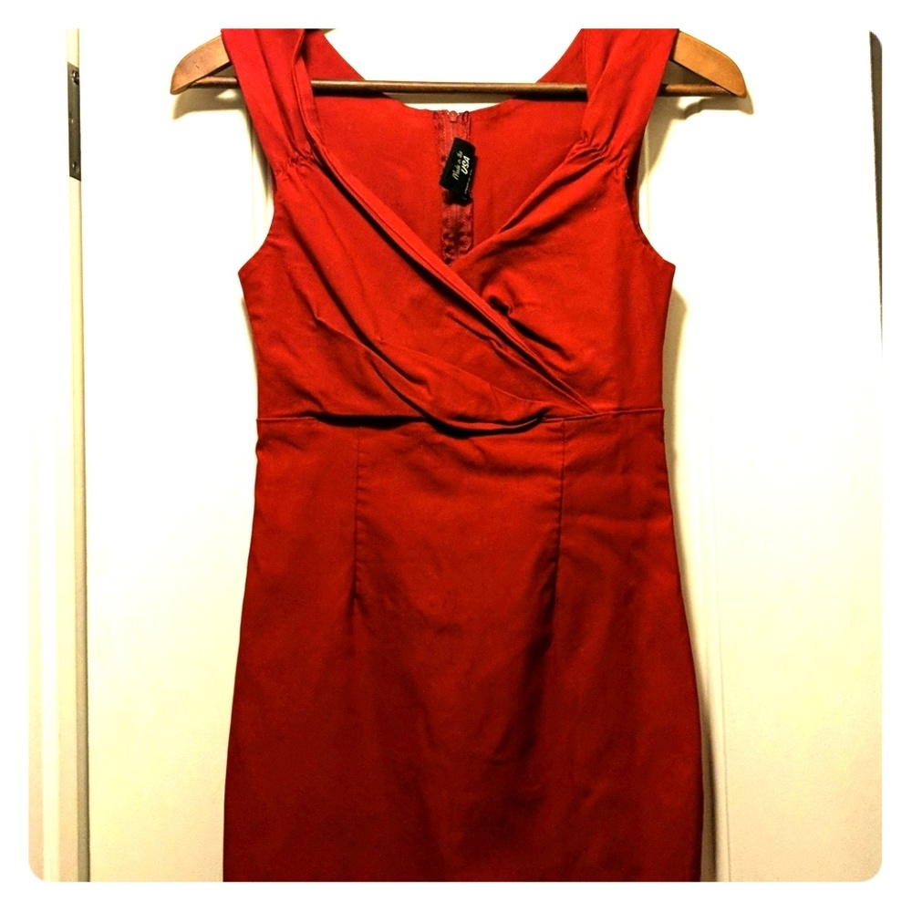 Cherry red vintage style bandage dress SZ "L"--6